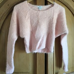 🌹NWT Fuzzy Pink Crop Sweater